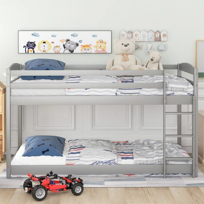 £197.99 • Buy 3ft Single Bunk Beds Kids Bed Grey Pine Wood Bed Frame Childrens High Sleeper