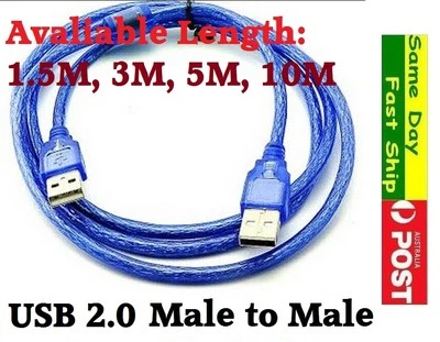 $10.78 • Buy 1x USB 2.0 Cable Type A Male To Type A Male Extension Cord 1.5M 3M 5M 10M AU