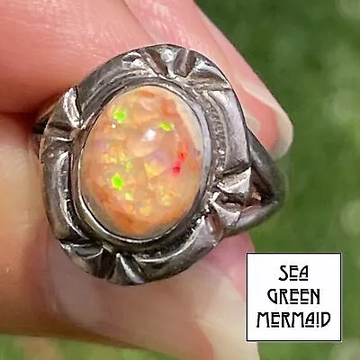 Mexican Fire Boulder Opal Honeycomb Ring In Silver **VIDEO** • £217.59