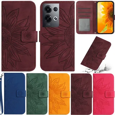 $14.95 • Buy Sunflower Wallet Leather Flip Cover Case For Oppo A17 A57 2022 Reno8 Realme C33