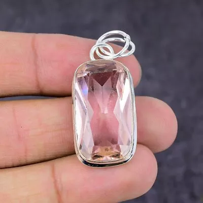 Natural Morganite Gemstone Handmade 925 Sterling Silver Gift Pendant 1.81  R741 • $10.99