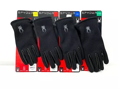 NWT Spyder Black Leather Palm Stretchable Gloves - Size S / M / L / XL - NEW • $15.99