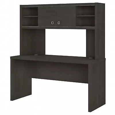 Bush Business Furniture Echo 60W Credenza Desk With Hutch Charcoal Maple • $564.50