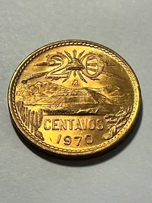 1970 Mexico 20 Centavos BU #19238 • $12