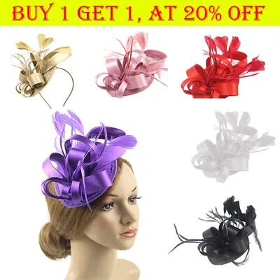 £7.79 • Buy Flower Hair Clip Feather Small Mini Top Hat Wedding Fascinator Royal Ascot Race^