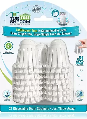 TubShroom Toss 21pk Disposable Bath Tub Drain Strainers - Hair Catcher For Tub • £18.48