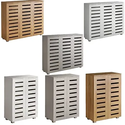 £149.99 • Buy Oslo 2 & 3 Door Wooden Shoe Storage Cabinet Rack Stand Cupboard Slatted Doors