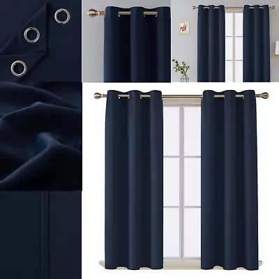 Thermal Thick Blackout Curtains Eyelet Ring Top Curtain Ready Made + TieBacks • £19.90