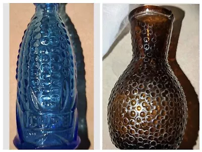 2 Mini (3 ) Bottles- Wheaton Blue  Cure  Bottle & Amber/Brown Bottle - GUC!  • $5.99
