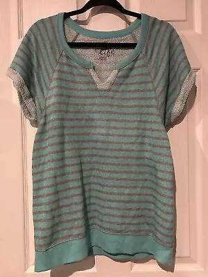 Made For Life Large Cotton Polyester Striped Blouse Multicolor Short Sleeve NWT • $12