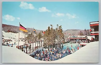 Mt Snow Vermont~Base Lodge~Skiers Hang Out @ Heated Patio & Swimming Pool~1960s • $7
