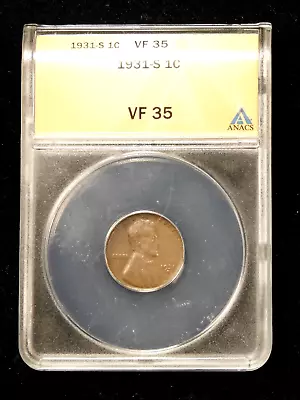 1931-S Lincoln Wheat Cent - ANACS VF35 • $44