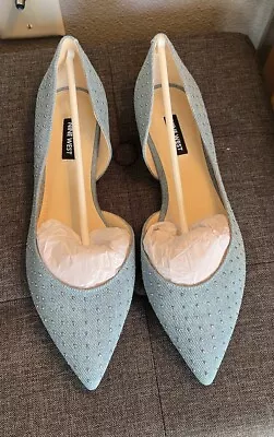 NINE WEST STUDDED BLUE POINTED FLATS DRESS SHOES SIZE 8.5 New • $24.99