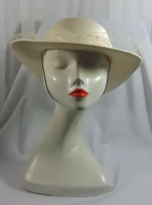 £9.99 • Buy 1980s Vintage Hat Ivory Wedding Bridal Satin Retro Bow Net Event Polyester Lined