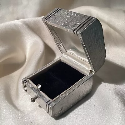 Antique Ring Box Presentation Case Velvet Silk Vintage Wedding Engagement Silver • $25