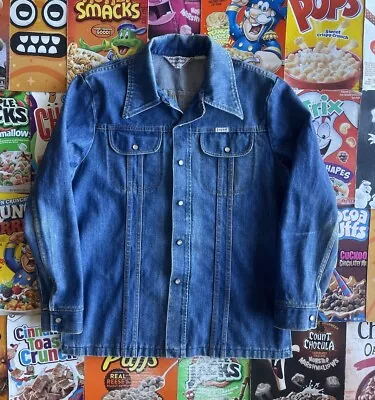 Vintage 70s Sedgefield Do Nothing Denim Pearl Snap Jacket Size Large USA Made • $39.49