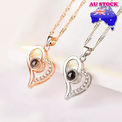 Classic 18K Gold Plated I LOVE YOU In 100 Languages Love Heart Pendant Necklace • $9.96