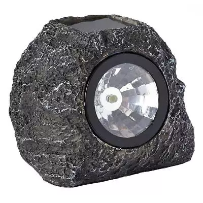 Solar Powered Rock Spotlight Decorative LED Stone Effect Outdoor Garden Light • £11.49