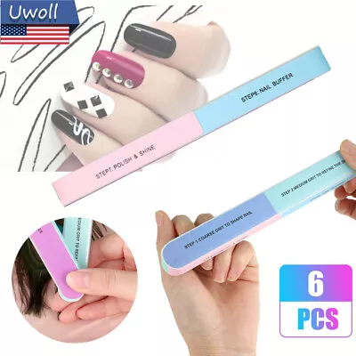 1-6Pcs Manicure Nail File 7 Sided Emery Boards Sanding Buffer Shiner File Beauty • $7.52