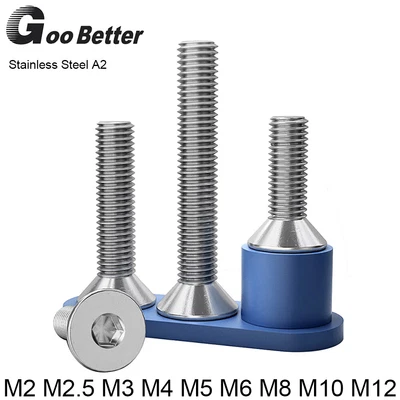 £1.19 • Buy M2 M2.5 M3 M4 M5 M6 M8 M10 M12 Countersunk Bolt Csk Allen Key Socket Screws A2