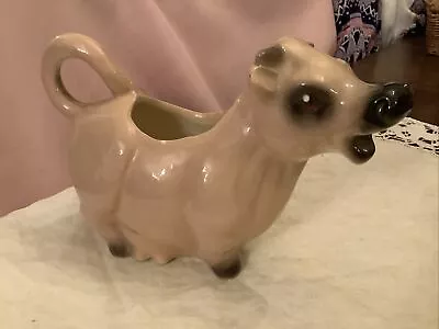 Vintage Ceramic Beige Brown Comic Cow Creamer Jug Shape Country Farm Decor • £1.99