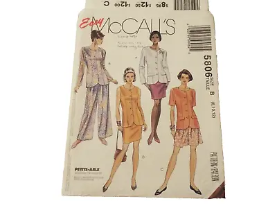 Vintage McCalls 90s+ Jacket Pants & Skirt Pattern No 5806 Size 8 To 12 Cut On 1 • £4.20