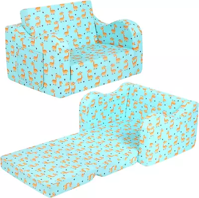 Cute Giraffe Kids Sofa 2-In-1 Kids Couch Fold Out Convertible Sofa To Bed For  • $79.98