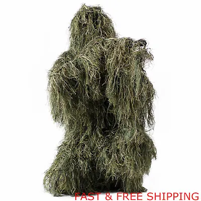 Tactical Woodland Camouflage Ghillie Suit Sniper Clothes Jungle Camo Hunting Set • $29.99