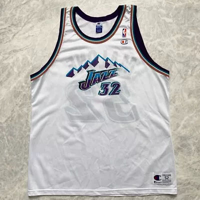 VTG 90s NBA UTAH JAZZ KARL MALONE CHAMPION JERSEY SIZE 52 2XL • $60