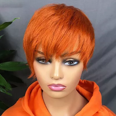 Short Orange Wig Straight Cosplay Synthetic Wigs Anime Costume Halloween Hair US • $14.24