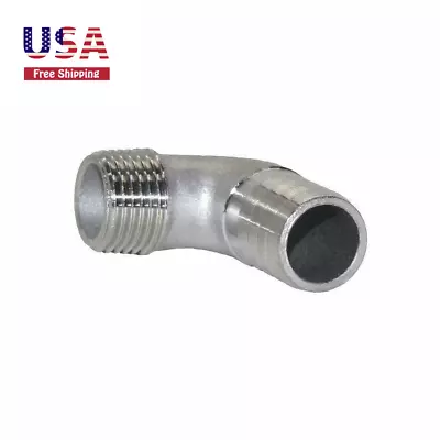 Stainless Steel Elbow 3/4  Hose Barb X 1/2  Male NPT Home Brew Pipe Fitting • $18.99