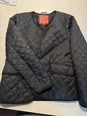 J.CREW WOMENS Black SIGNATURE PUFFER BUTTON UP L/S JACKET Water Repellent Sz. 6 • $24.50