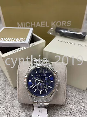 New Michael Kors MK8280 Lexington Chronograph Navy Dial Silver Tone Men's Watch • $105