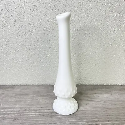 Milk Glass Hobnail Swung Vase 8.5” • $10