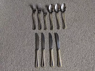 International Stainless Beaded Flatware Lot Of 9 Gold Trim Accents Tone Set • $17.99