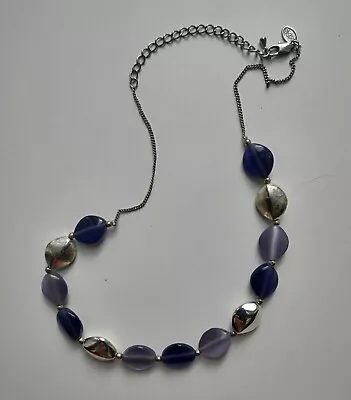 Marks And Spencer M&S Silver Tone Mauve Purple Beaded Necklace Signed • £5.99
