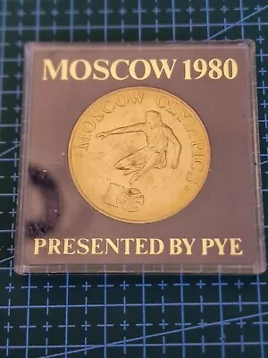 1980 PYE Moscow Olympics Solid Bronze Souvenir Medallion In Sandhill Case • £9.99
