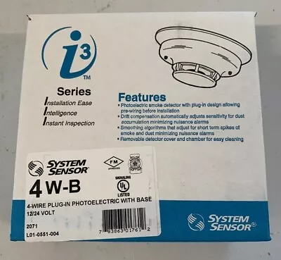 System Sensor 4W-B Smoke Alarm12/24 Vdc 4-WireW/Base • $61.99
