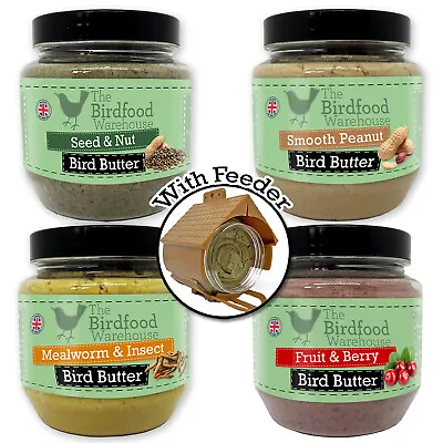 Premium Bird Butter Suet Jars Peanut Butter For Wild Birds - Insect Fruit Food • £9.99