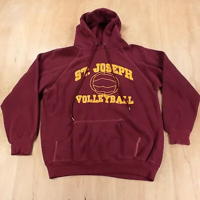 VELVA SHEEN Saint Joseph Volleyball Raglan Hoodie Sweatshirt MEDIUM Vtg 70s Usa • $58