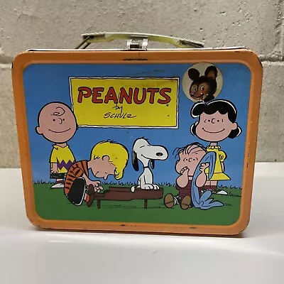 The Peanuts Metal Lunchbox 1959 King-Seeley Thermos Co.  Read!  NO THERMOS! • $38.99