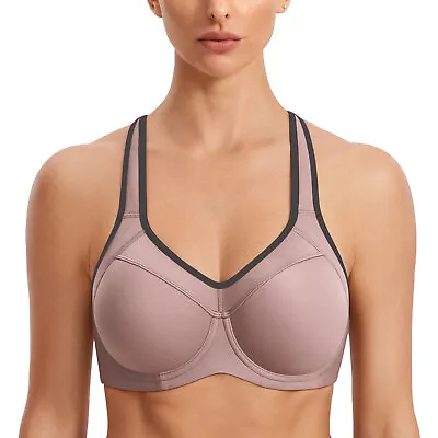 SYROKAN Women's Support High Impact Racerback Lightly Lined Underwire Sports Bra • $42.17