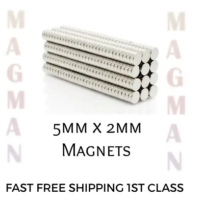 Magnets 100pcs X N40 Magnets 5mm X 2mm Neodymium Disc Craft Magnet SALE ON NOW ! • £10.49