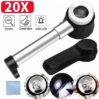20X Magnifying Glass Handheld Magnifier W/LED Light Reading Lens Jewelry Loupe • $9.98