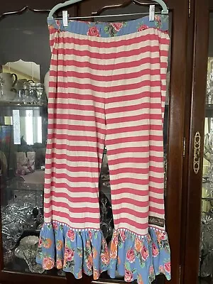 Matilda Jane Stripe Big Ruffle Pajama Lounge Pants Women's XL SOLD AS IS READ • $9.99