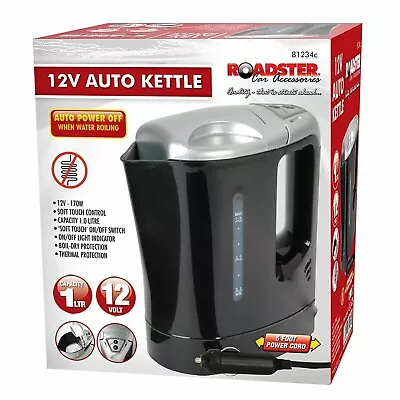 12V Volt  .8L 170W Car Van Fast Boil Water Electric Travel Kettle Black • £19.20