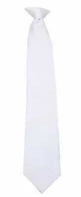 Men's White Big & Tall Solid XL Clip-On Necktie Business Formals Weddings • $15.95