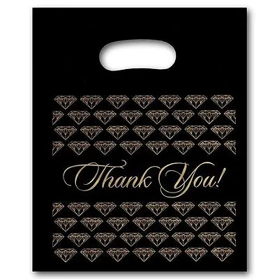 $14.29 • Buy 100 Small Black Thank You Merchandise Plastic Retail Handle Bags 7  X 9  Tall