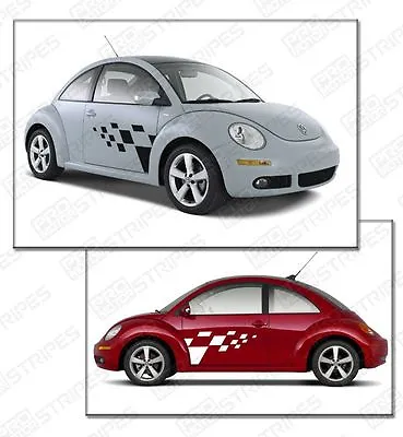 VW Volkswagen New Beetle Rally Checkered Side Sport Stripes 1997-2011 2012-2017 • $59.50