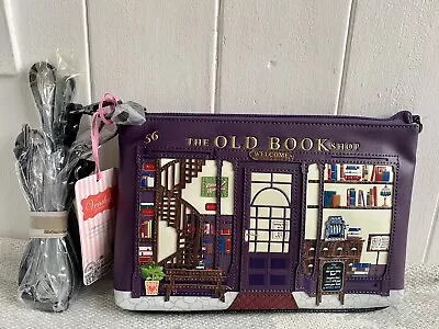 Vendula London Discontinued Old Bookshop Rare Purple Large Pouch Bag Japan Ex. • £115.99